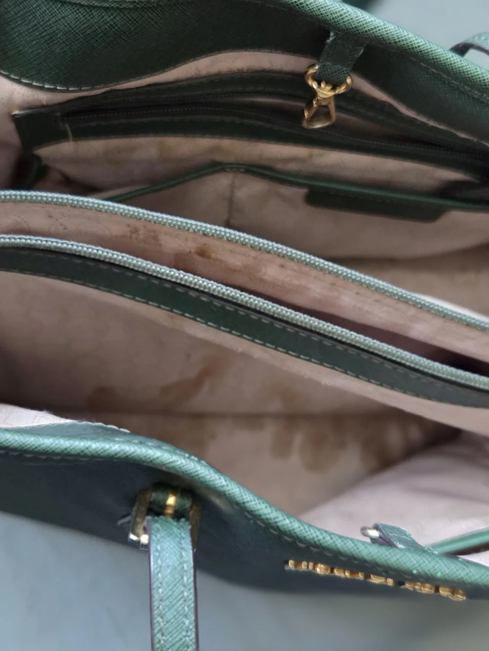Michael Kors Emerald Green Saffiano Leather Tote with Gold Hardware